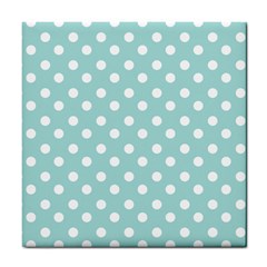 Blue And White Polka Dots Tile Coaster by GardenOfOphir