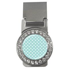 Blue And White Polka Dots Money Clips (cz)  by GardenOfOphir