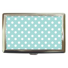 Blue And White Polka Dots Cigarette Money Case by GardenOfOphir