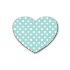 Blue And White Polka Dots Rubber Heart Coaster (4 Pack) by GardenOfOphir