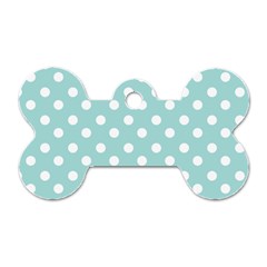 Blue And White Polka Dots Dog Tag Bone (two Sides) by GardenOfOphir