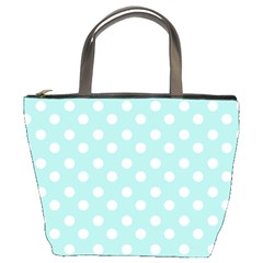 Blue And White Polka Dots Bucket Bag by GardenOfOphir