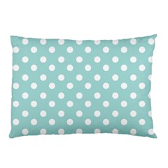 Blue And White Polka Dots Pillow Case by GardenOfOphir