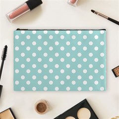 Blue And White Polka Dots Cosmetic Bag (large) by GardenOfOphir