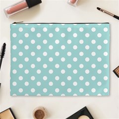 Blue And White Polka Dots Cosmetic Bag (xl) by GardenOfOphir