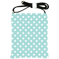 Blue And White Polka Dots Shoulder Sling Bag by GardenOfOphir