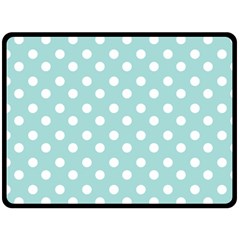 Blue And White Polka Dots One Side Fleece Blanket (large) by GardenOfOphir