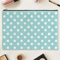 Blue And White Polka Dots Cosmetic Bag (xxxl) by GardenOfOphir