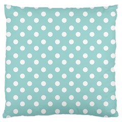 Blue And White Polka Dots Standard Premium Plush Fleece Cushion Case (one Side) by GardenOfOphir