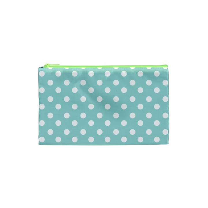 Blue And White Polka Dots Cosmetic Bag (XS)