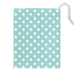 Blue And White Polka Dots Drawstring Pouch (5xl) by GardenOfOphir