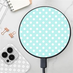 Blue And White Polka Dots Wireless Fast Charger(black) by GardenOfOphir