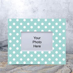 Blue And White Polka Dots White Tabletop Photo Frame 4 x6  by GardenOfOphir