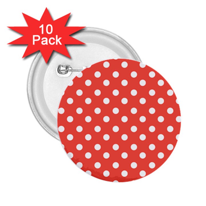 Indian Red Polka Dots 2.25  Buttons (10 pack) 