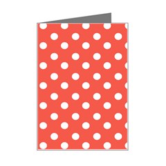 Indian Red Polka Dots Mini Greeting Card by GardenOfOphir