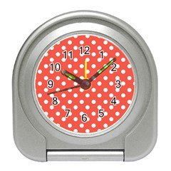 Indian Red Polka Dots Travel Alarm Clock by GardenOfOphir