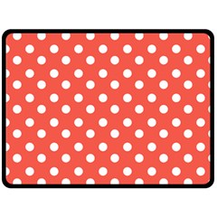 Indian Red Polka Dots One Side Fleece Blanket (large) by GardenOfOphir