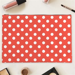 Indian Red Polka Dots Cosmetic Bag (xxl) by GardenOfOphir