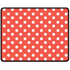 Indian Red Polka Dots Fleece Blanket (medium) by GardenOfOphir