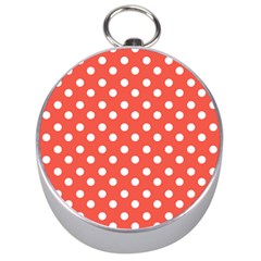 Indian Red Polka Dots Silver Compasses by GardenOfOphir