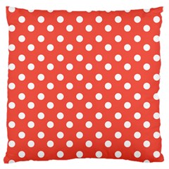 Indian Red Polka Dots Large Premium Plush Fleece Cushion Case (one Side) by GardenOfOphir