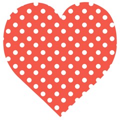 Indian Red Polka Dots Wooden Puzzle Heart by GardenOfOphir