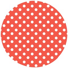 Indian Red Polka Dots Wooden Puzzle Round by GardenOfOphir