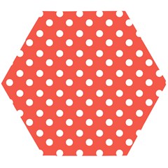 Indian Red Polka Dots Wooden Puzzle Hexagon by GardenOfOphir