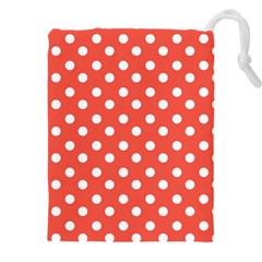 Indian Red Polka Dots Drawstring Pouch (5xl) by GardenOfOphir