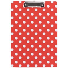 Indian Red Polka Dots A4 Acrylic Clipboard by GardenOfOphir