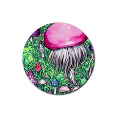 Liberty Cap Magic Mushroom Rubber Round Coaster (4 Pack) by GardenOfOphir