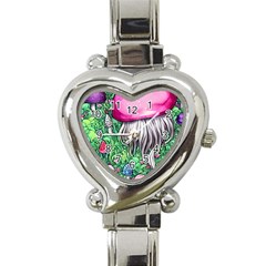 Liberty Cap Magic Mushroom Heart Italian Charm Watch by GardenOfOphir