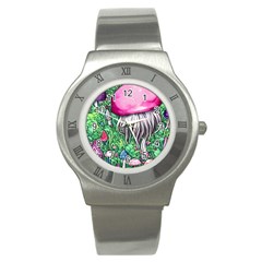 Liberty Cap Magic Mushroom Stainless Steel Watch by GardenOfOphir