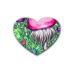 Liberty Cap Magic Mushroom Rubber Heart Coaster (4 Pack) by GardenOfOphir