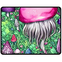 Liberty Cap Magic Mushroom One Side Fleece Blanket (medium) by GardenOfOphir