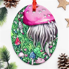 Liberty Cap Magic Mushroom Ornament (oval Filigree) by GardenOfOphir