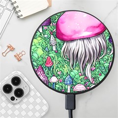 Liberty Cap Magic Mushroom Wireless Fast Charger(black) by GardenOfOphir