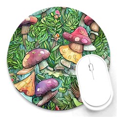 Sacred Mushroom Charm Round Mousepad by GardenOfOphir