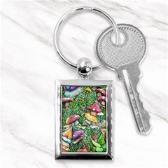 Sacred Mushroom Charm Key Chain (rectangle) by GardenOfOphir