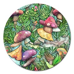 Sacred Mushroom Charm Magnet 5  (round) by GardenOfOphir