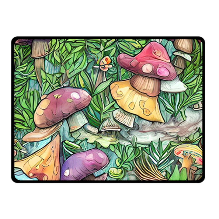 Sacred Mushroom Charm One Side Fleece Blanket (Small)