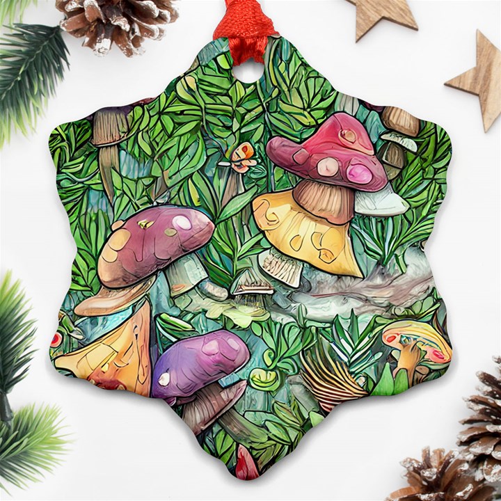 Sacred Mushroom Charm Ornament (Snowflake)