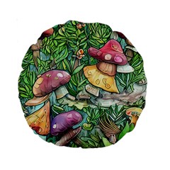 Sacred Mushroom Charm Standard 15  Premium Round Cushions by GardenOfOphir