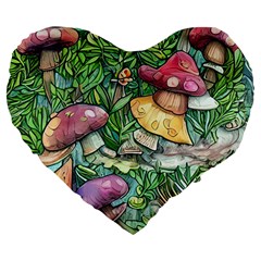 Sacred Mushroom Charm Large 19  Premium Heart Shape Cushions by GardenOfOphir