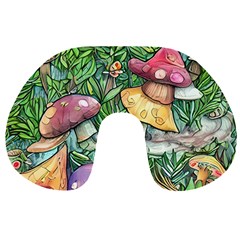 Sacred Mushroom Charm Travel Neck Pillow by GardenOfOphir