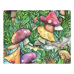 Sacred Mushroom Charm Premium Plush Fleece Blanket (large) by GardenOfOphir