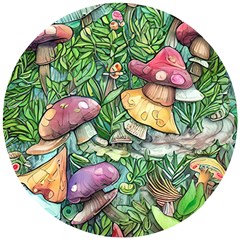 Sacred Mushroom Charm Wooden Puzzle Round by GardenOfOphir