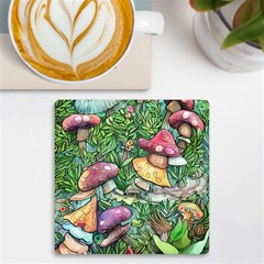 Sacred Mushroom Charm Uv Print Square Tile Coaster  by GardenOfOphir