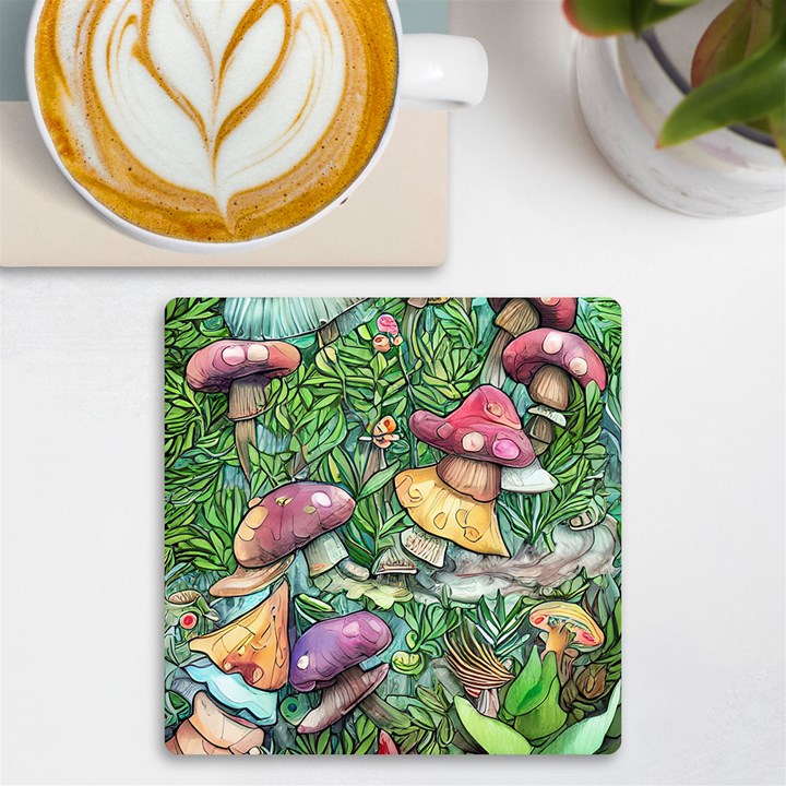 Sacred Mushroom Charm UV Print Square Tile Coaster 