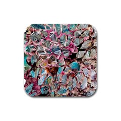 Aqua Blend Rubber Square Coaster (4 Pack) by kaleidomarblingart